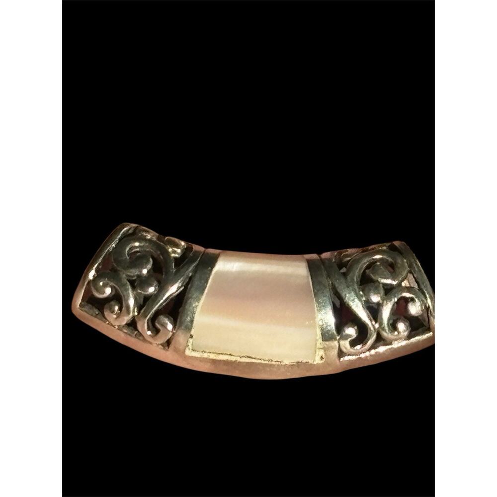 Sterling Silver Pink MOP Scroll Slide Pendant 925 6.58g 1.25”